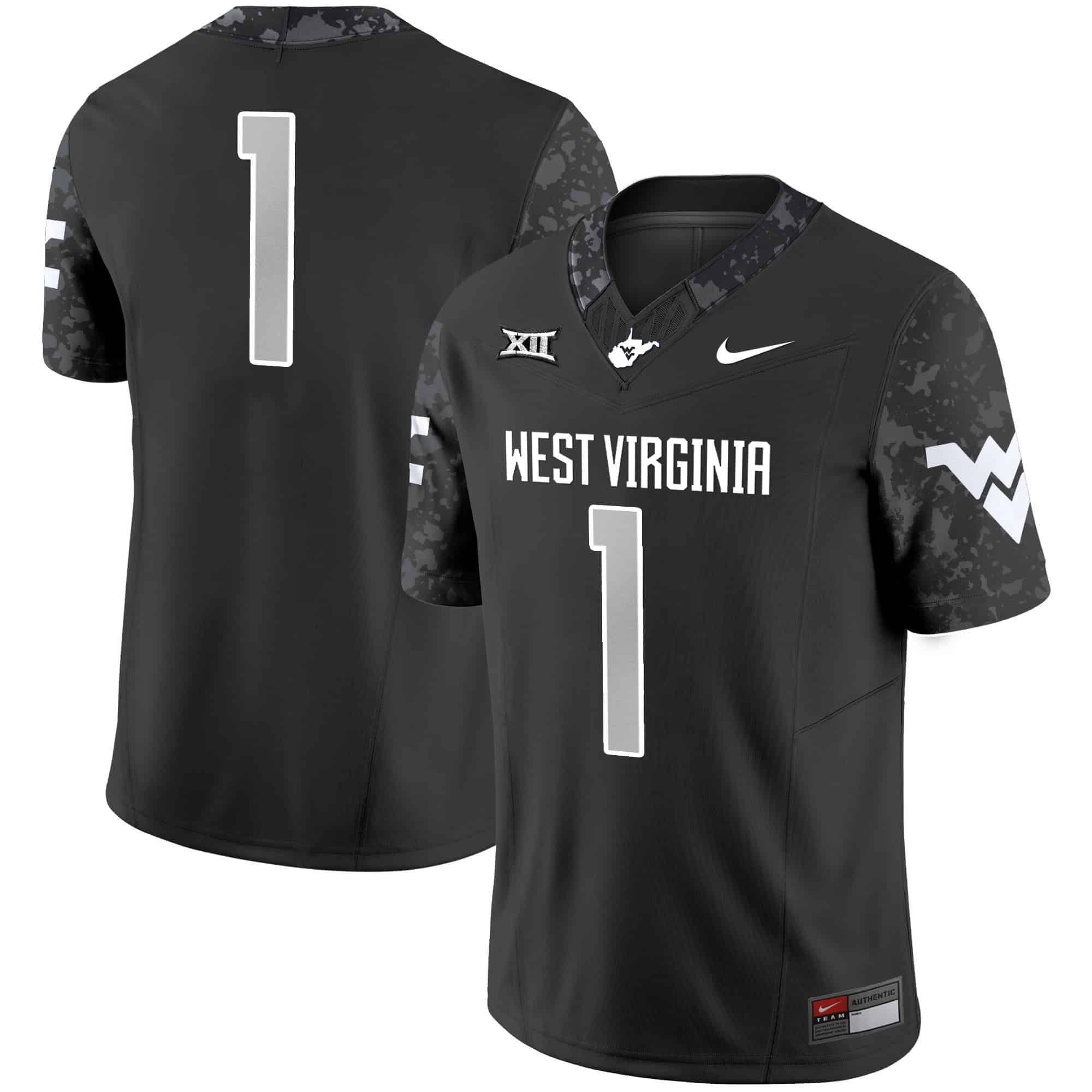 Men West Virginia Mountaineers #1 No Name Black 2024 Nike Vapor Limited NCAA Jersey
